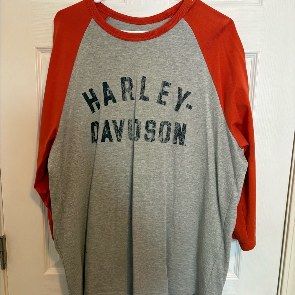 Harley-Davidson Red and Gray Crew Neck Shirt